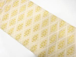 斜め格子に花菱模様織り出し　名古屋帯